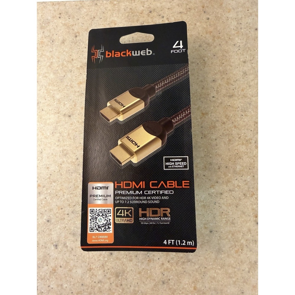 Blackweb Premium Certified 4K ULTRA HD 4FOOT HDMI Cable HDR 18 Gbps 60hz 7.2(GA)